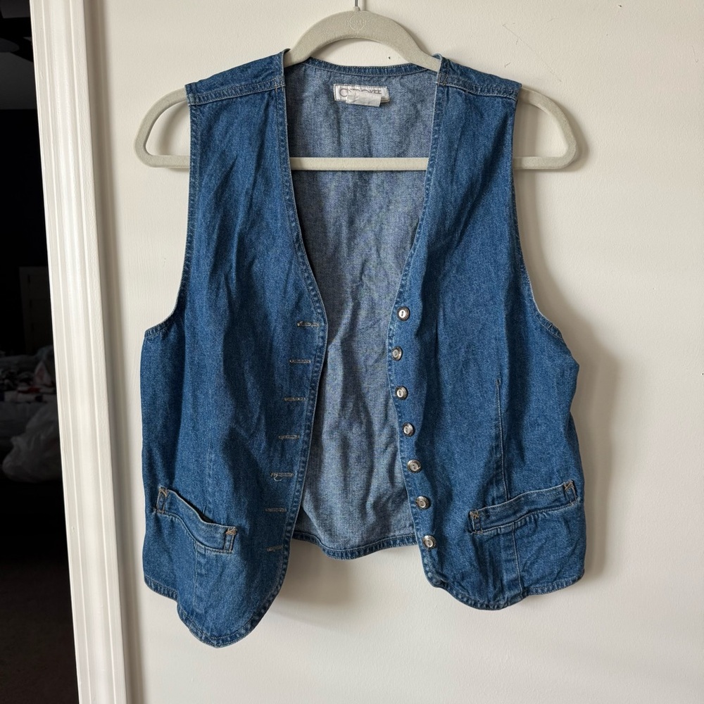 Vintage Cherokee Denim Button Front Vest | 90s Western Layering Piece | Size M
